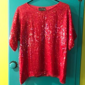 Vintage Sequined Disco Top in Pink!